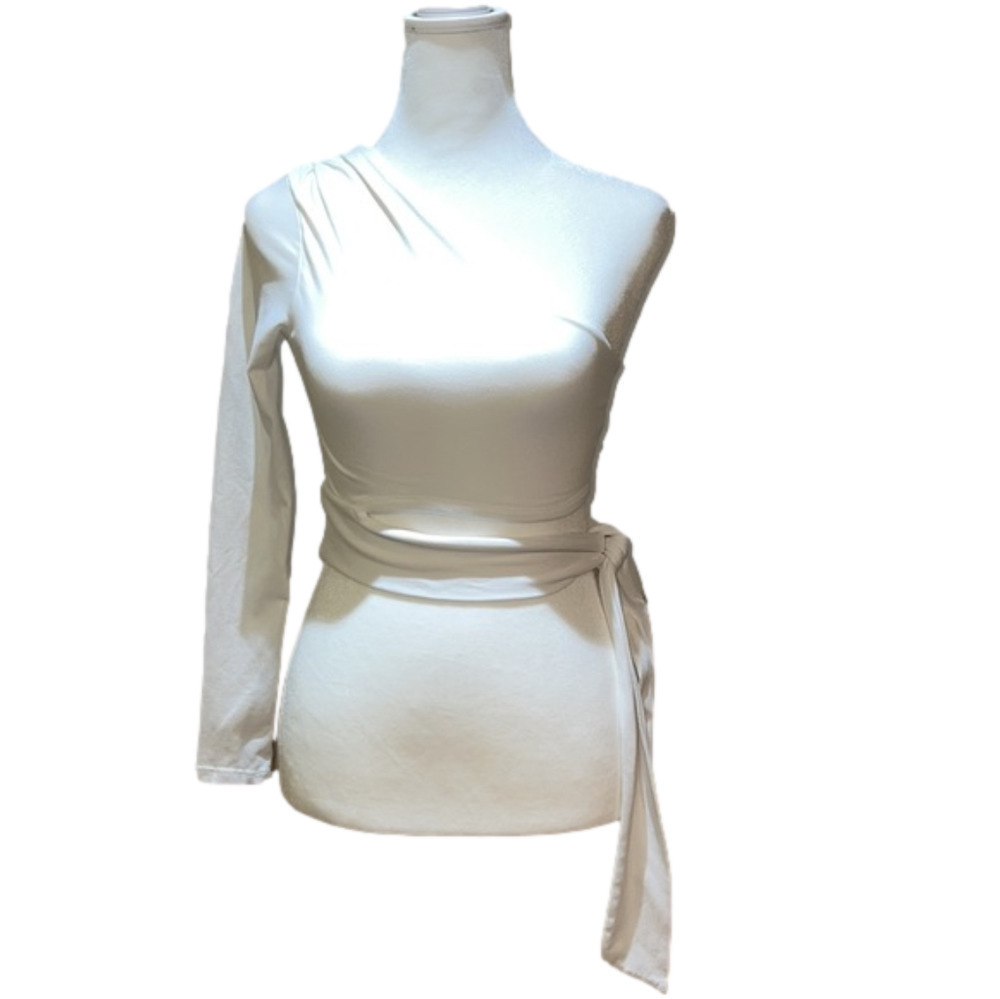 Diosa White One Shoulder Crop Top Size Extra Small